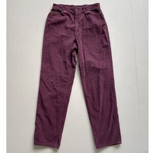 Vtg 80s LEVIS Burgundy High Rise Corduroy Straight Leg Loose Pants 31" w Retro